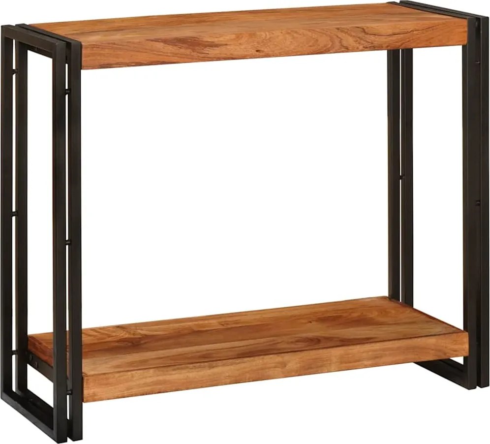 vidaXL Konzolasztal polcokkal Barna 90 x 33 x 75 cm Tömör Akácfa