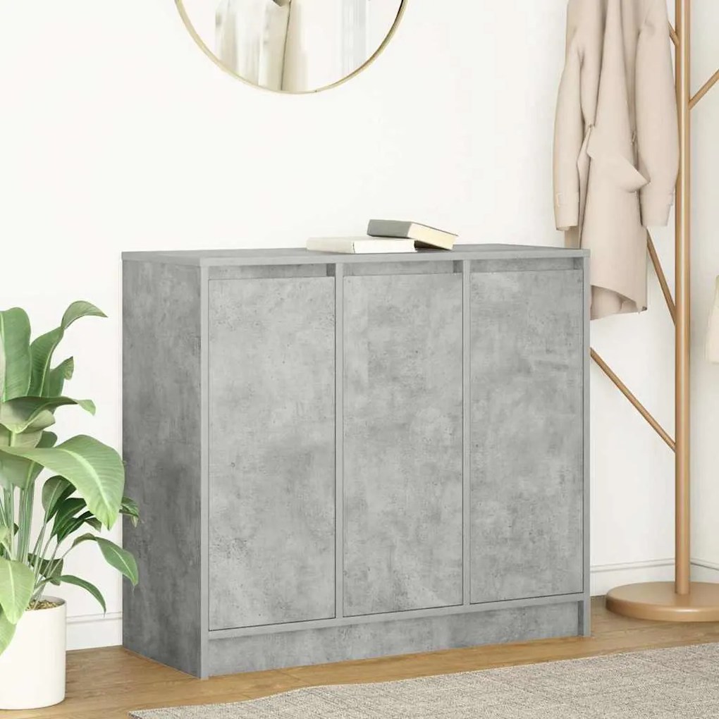 betonszürke szerelt fa tálalószekrény 85x34x76 cm