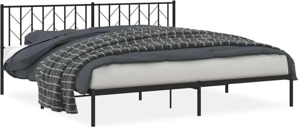 vidaXL fekete fém ágykeret fejtámlával 200 x 200 cm
