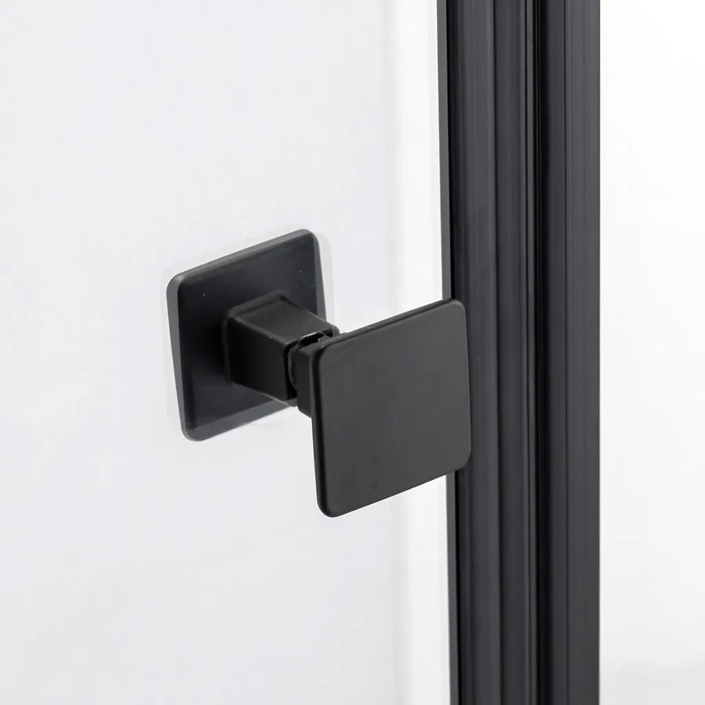 Stuxi Bari Fix Black 180 cm (100+80) széles nyíló zuhanyajtó fix fallal, 6 mm vízlepergető üveggel, matt fekete profillal, 195 cm magas