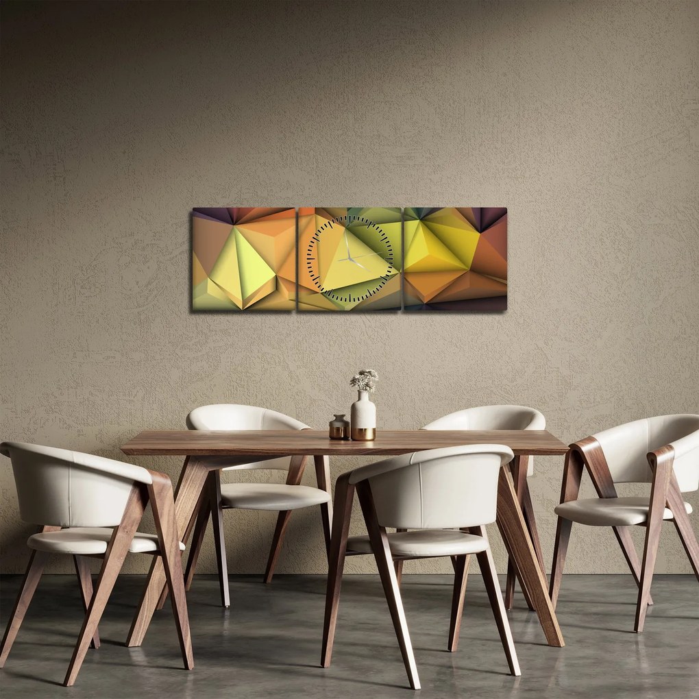 Kép - Sokszögű 3D absztrakció (órával) (90x30 cm)