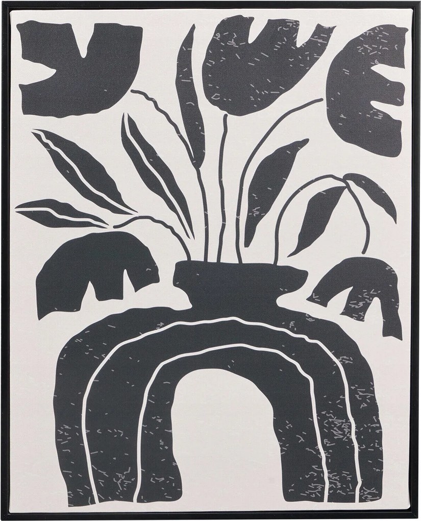 Vászonkép Fekete Keretben Váza Virágokkal Absztrakt Téglalap Alakú 40 x 50 cm