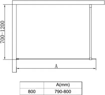 Diplon Window Walk-in Zuhanyfal, 8 mm vastag biztonsági üveggel, 200 cm magas, fekete