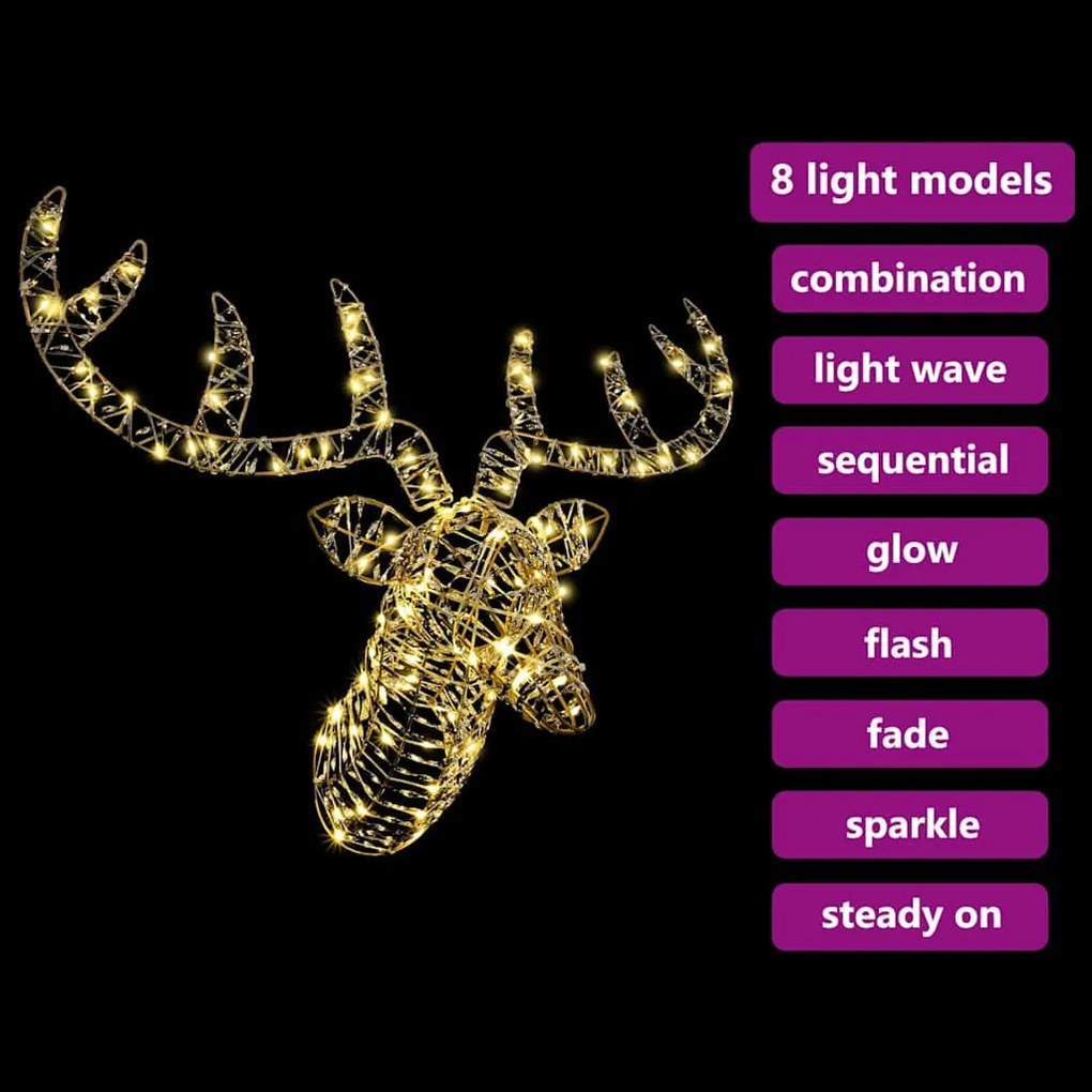 Rénszarvas húzta szán 140 LED-del Meleg fehér 60 cm Rattan