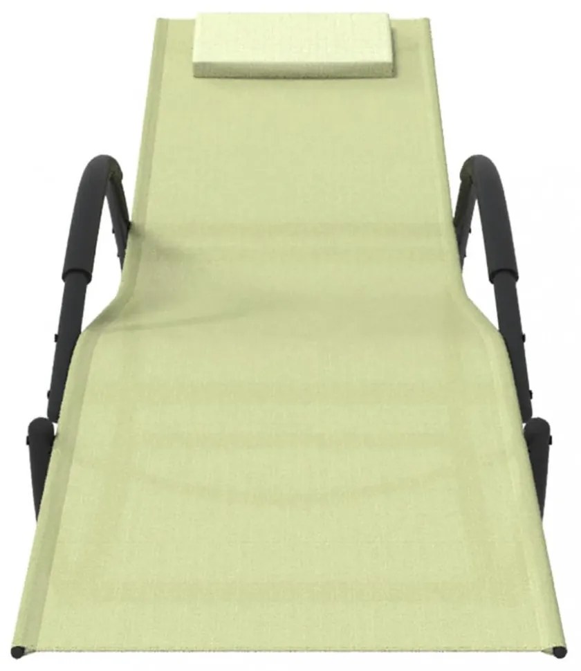 2 db krémszínű acél és textilén hintázó napozóágy