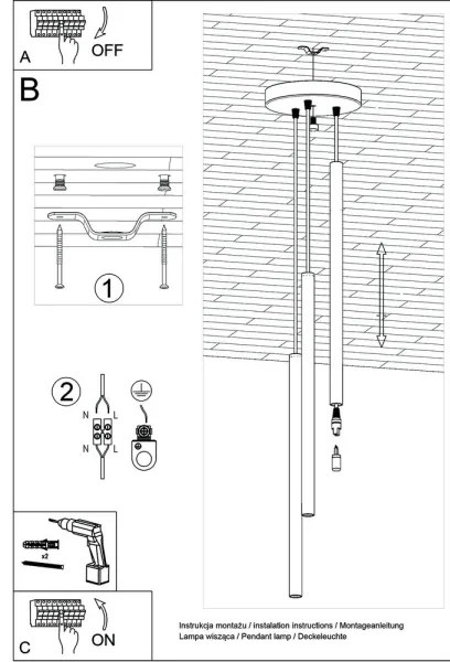 Sollux SL.0467 - Csillár zsinóron PASTELO 3xG9/8W/230V fehér