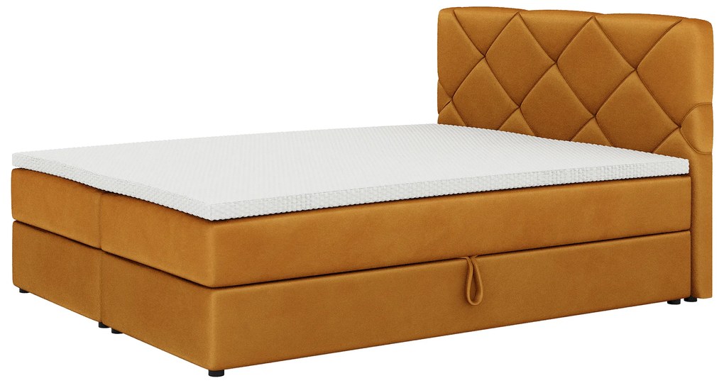 Franciaágy Boxspring 140x200 cm Karum Comfort (mustár) (ágyráccsal és matraccal). 1056021