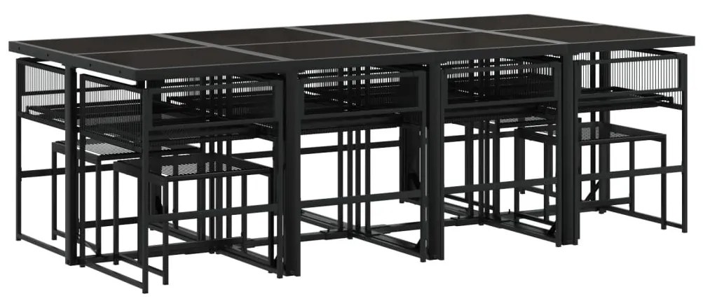 vidaXL 13 részes fekete polyrattan kerti étkezőgarnitúra