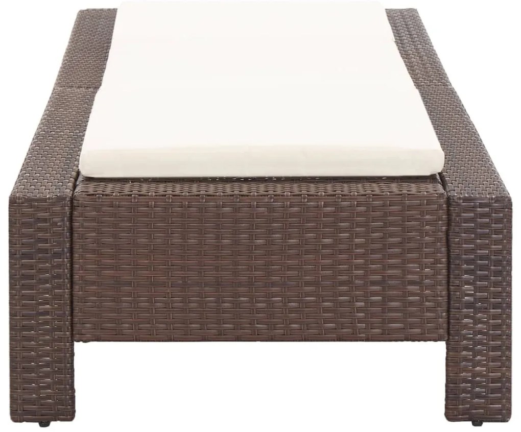Barna polyrattan napozóágy párnával