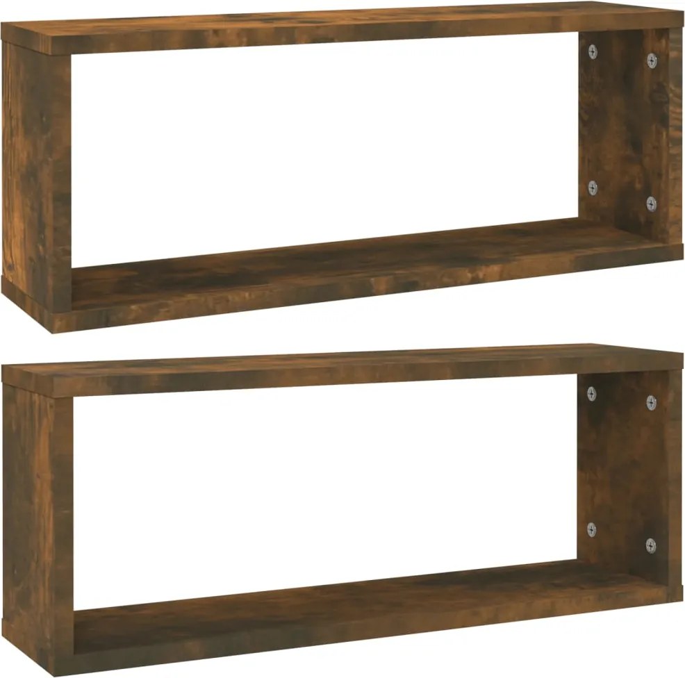 vidaXL 2 db füstös tölgy színű szerelt fa fali kockapolc 60x15x23 cm