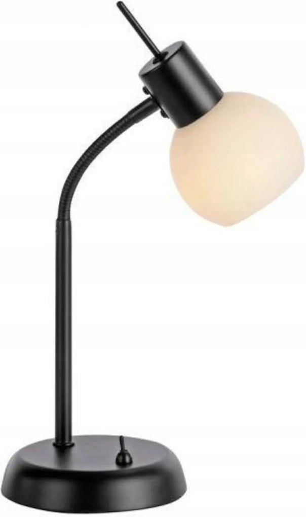 Led asztali lámpa Just Light, fekete, flexibilis, E14, 5W, 3000K, opálüveg