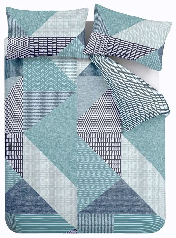 Kékeszöld kétszemélyes-hosszabbított ágyneműhuzat 230x220 cm Larsson Geo – Catherine Lansfield