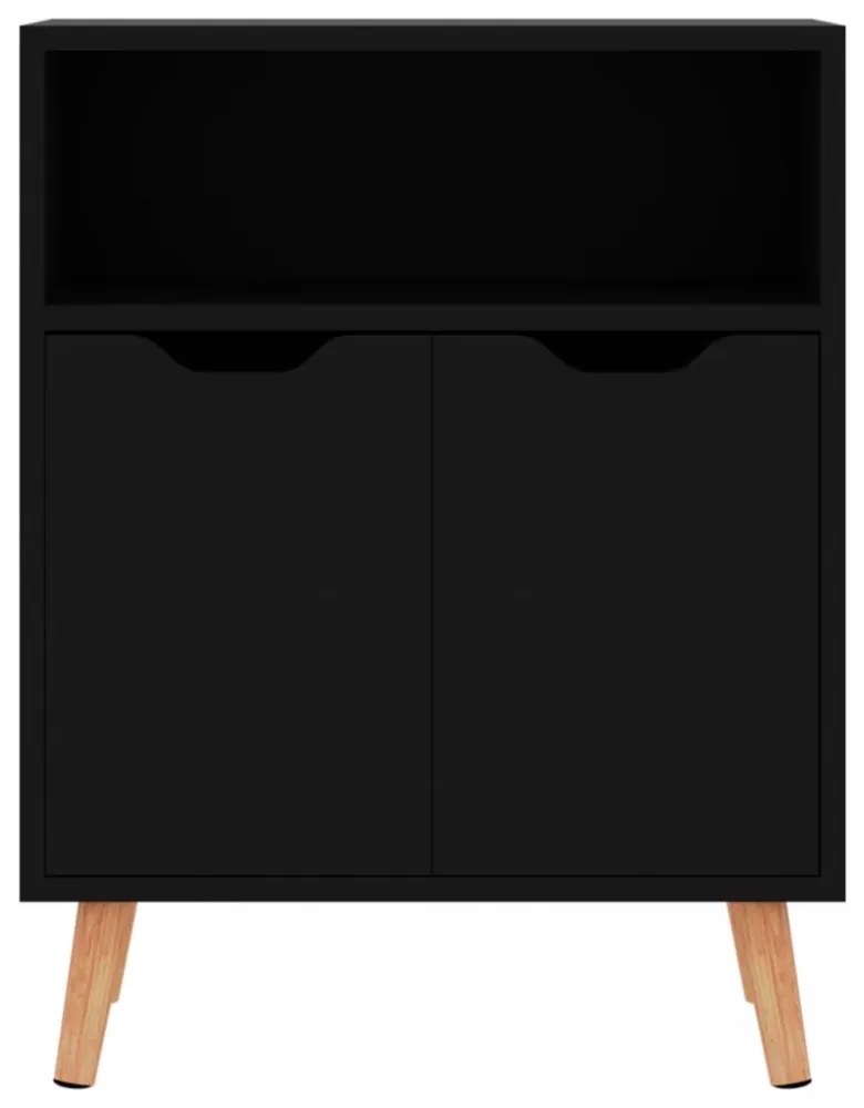 magasfényű fekete szerelt fa tálalószekrény 60 x 30 x 72 cm