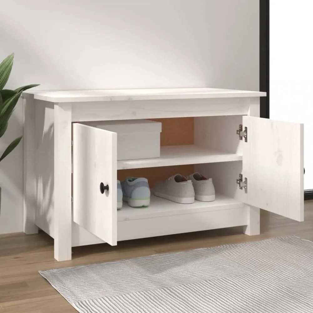 fehér tömör fenyőfa cipősszekrény 70 x 38 x 45,5 cm