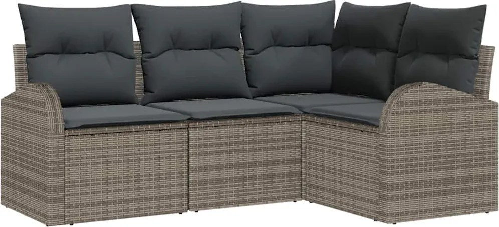 vidaXL Kerti Kanapé Szett párnával tárolóval 4 pcs Szürke polirattan