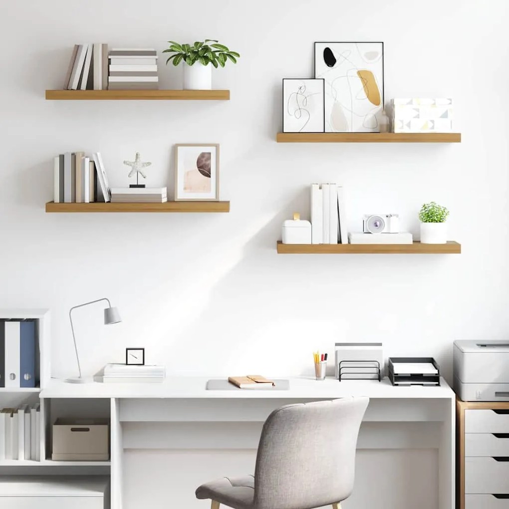 vidaXL Falpolc Falra szerelhető 4 pcs Barna 80 x 23,5 x 4 cm Faanyag