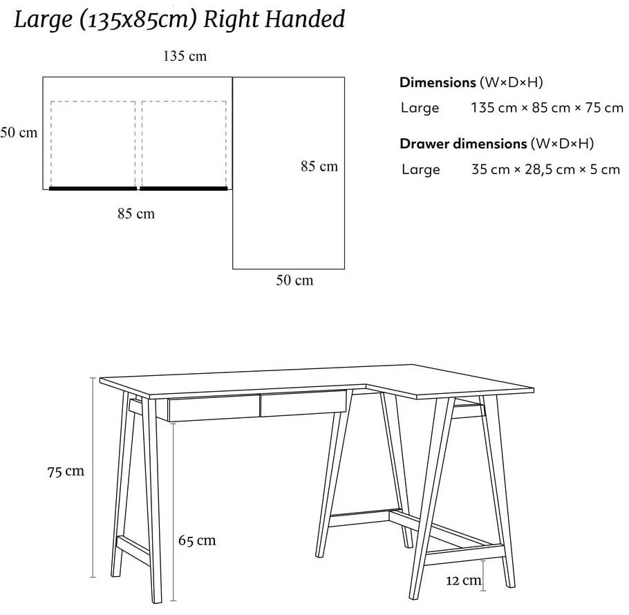 Íróasztal fehér asztallappal 85x135 cm Luka – Ragaba