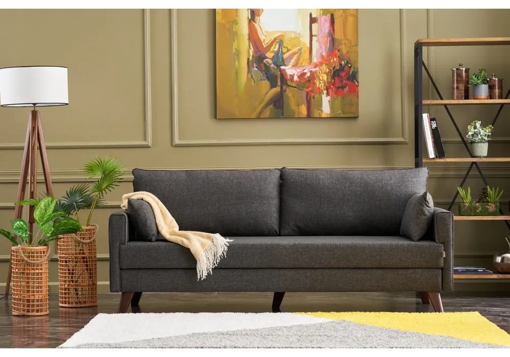 Antracitszürke kinyitható kanapé 208 cm Bella – Balcab Home