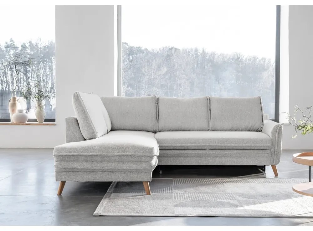 Bézs kinyitható sarokkanapé (bal oldali) Charming Charlie – Miuform