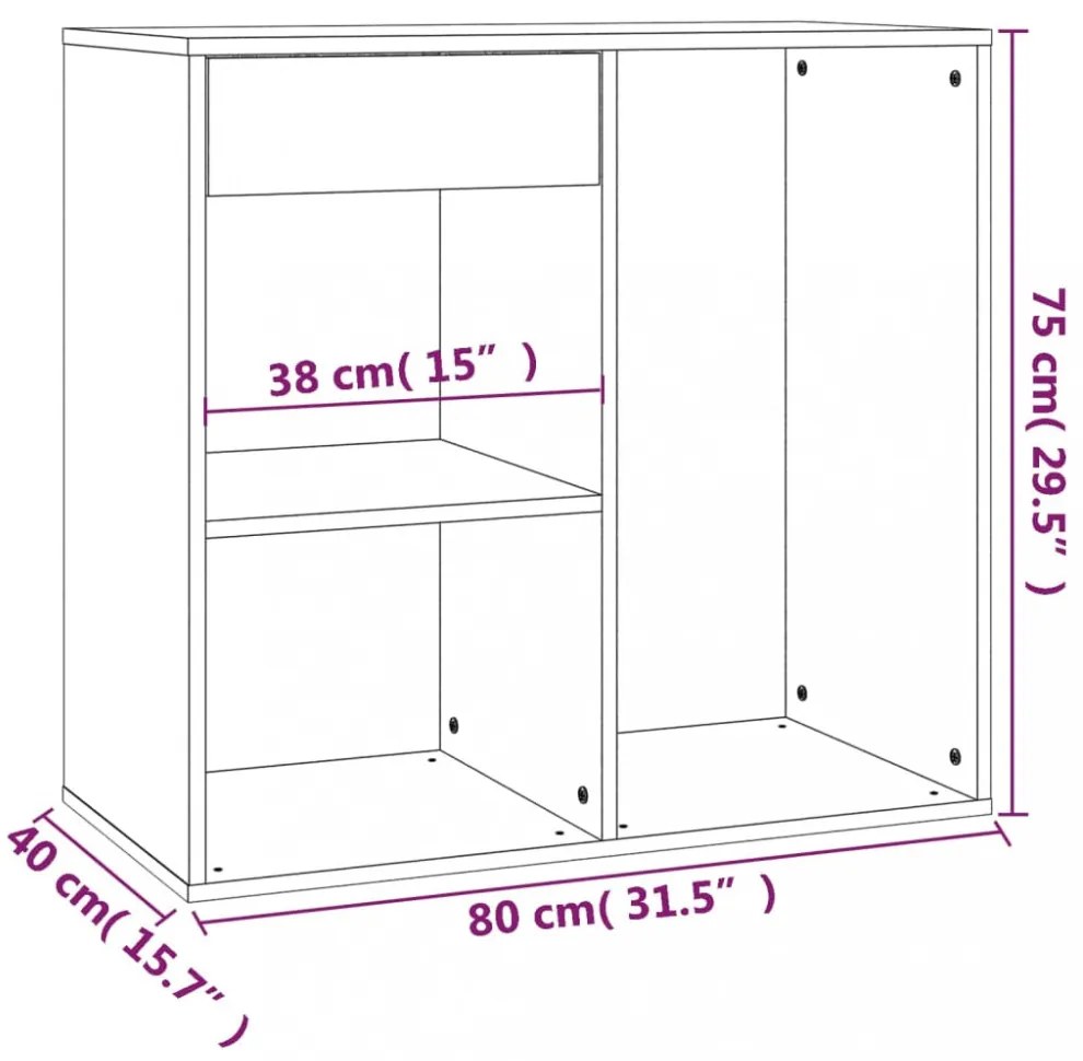betonszürke szerelt fa pipereszekrény 80 x 40 x 75 cm