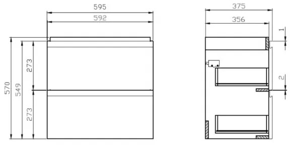 Cersanit S801-227-DSM - MODUO SLIM falra szerelhető fürdőszobai szekrény mosdóval, fehér