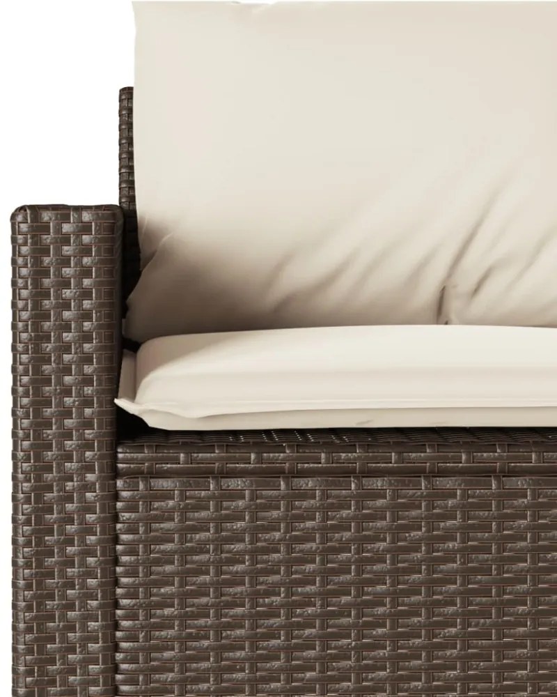 2 részes barna polyrattan kerti étkezőgarnitúra párnákkal