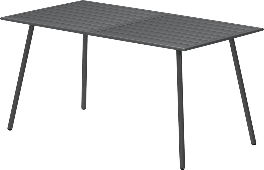 Outsunny Téglalap alakú Acél Kerti Asztal 150x80x74 cm Kültéri Terasz Asztal Rácsos Kialakítással, Időjárásálló, Könnyen Tisztítható, Sötétszürke | Ao