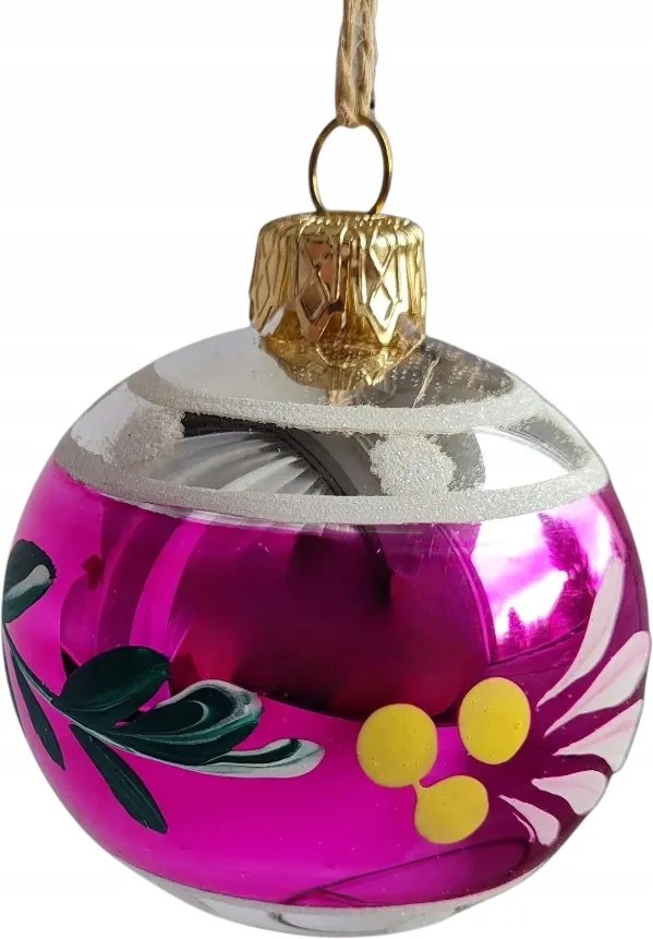 Retro Csillogó Gömb Virágos Rózsaszín