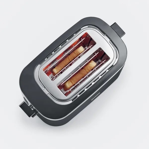 Severin AT 9264 - Kétlyukas kenyérpirító, 800W/230V, rozsdamentes acél/fekete