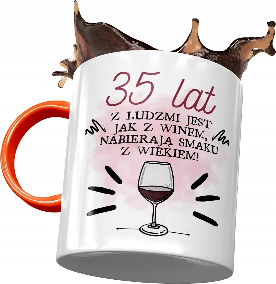 Narancssárga bögre Születésnapra 35 35-es 35-ös, fényképes nyomattal