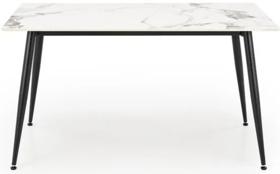 EMILIO 140 cm asztal, fehér márvány asztallappal, fekete lábakkal