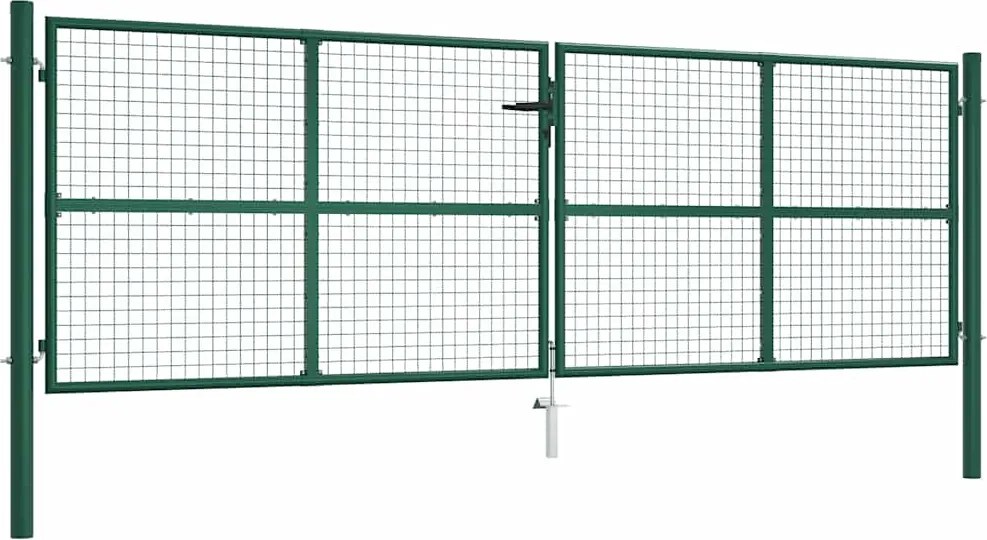 vidaXL zöld acél hálós kerti kapu 400 x 125 cm