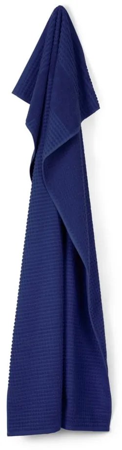 Sötétkék frottír bio pamut fürdőlepedő 70x140 cm Check – JUNA