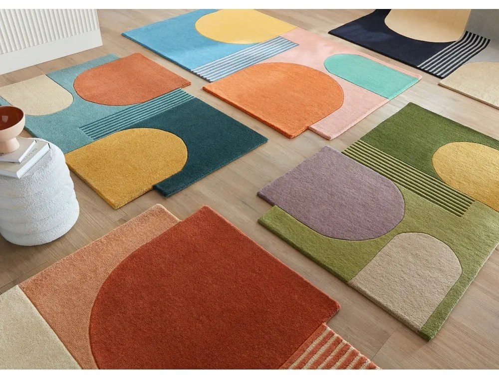 Zöld kézi szövésű gyapjú szőnyeg 200x290 cm Lozenge – Flair Rugs