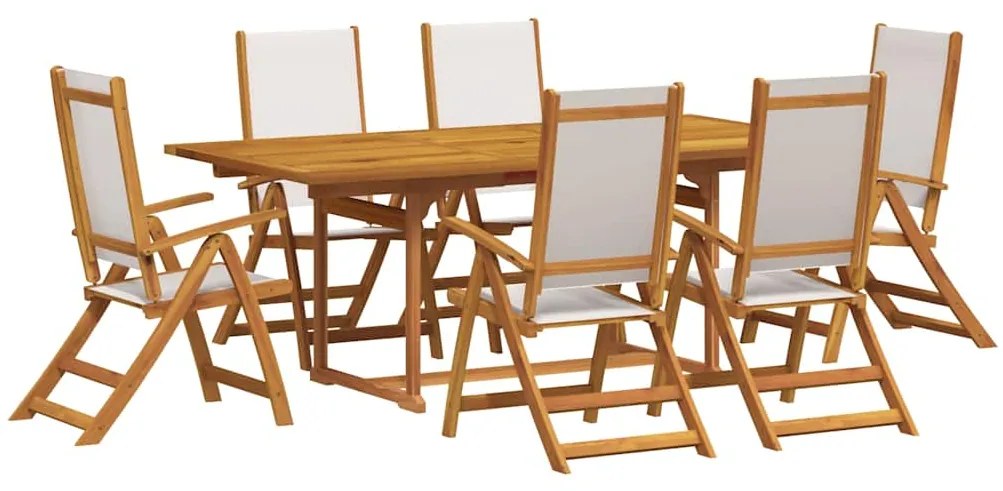 vidaXL 7 részes tömör akácfa és textilén kerti étkezőgarnitúra