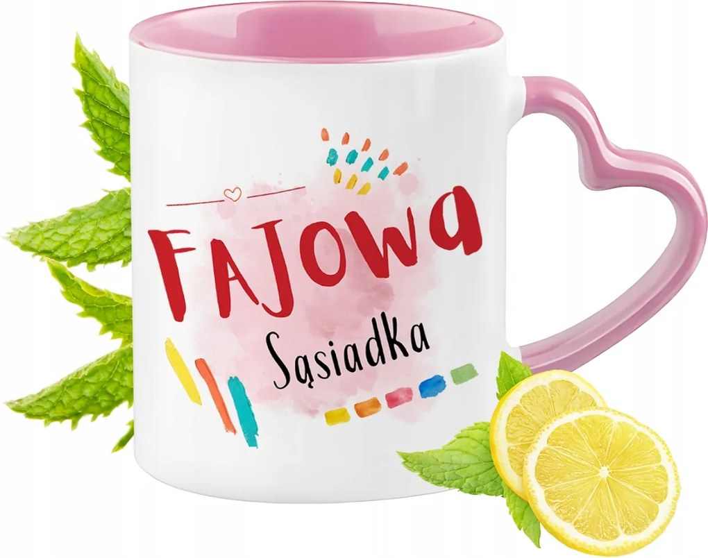 Szomszéd Bögre Rózsaszín Szív Alakú Füllel Kávé Ajándék