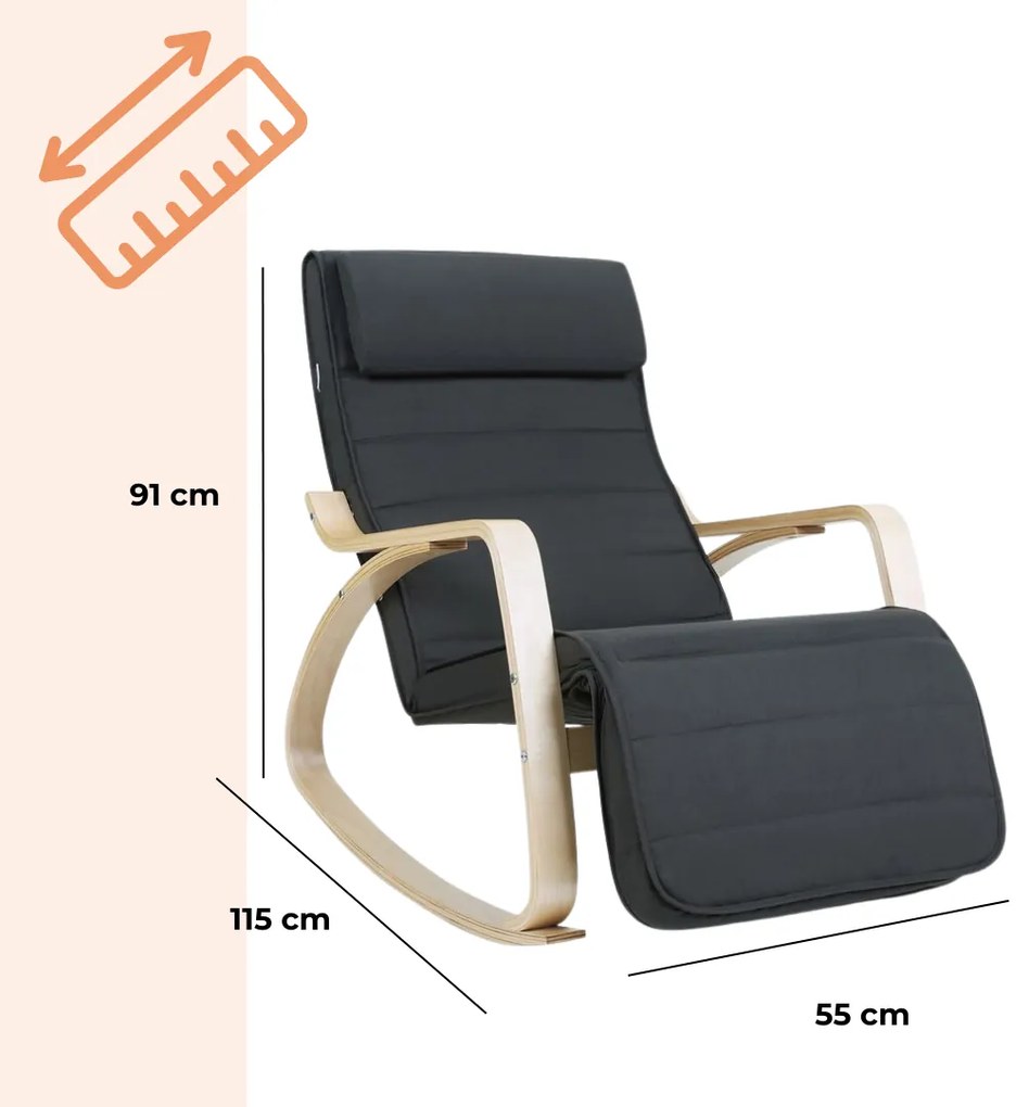 SWING hintaszék, teherbírás 150kg, 67x115x91cm, antracit Jurhan