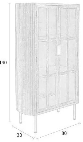 Natúr színű kaucsukfa tálalószekrény 80x140x38 cm Yaz – White Label