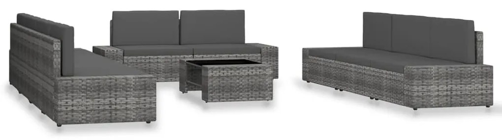 vidaXL 10 részes szürke polyrattan kerti ülőgarnitúra