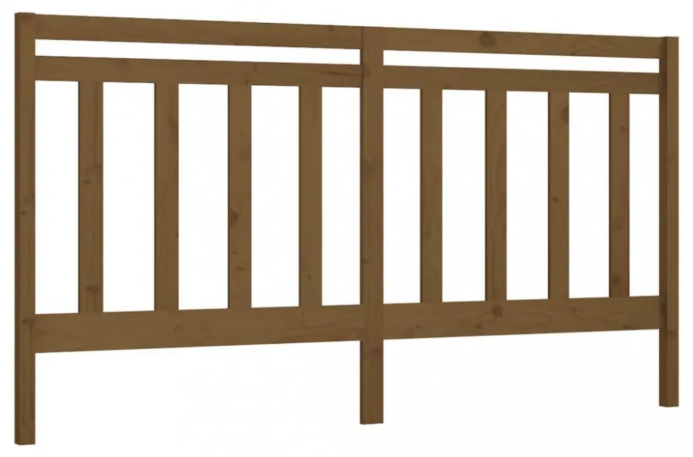 mézbarna tömör fenyőfa ágyfejtámla 206 x 4 x 100 cm
