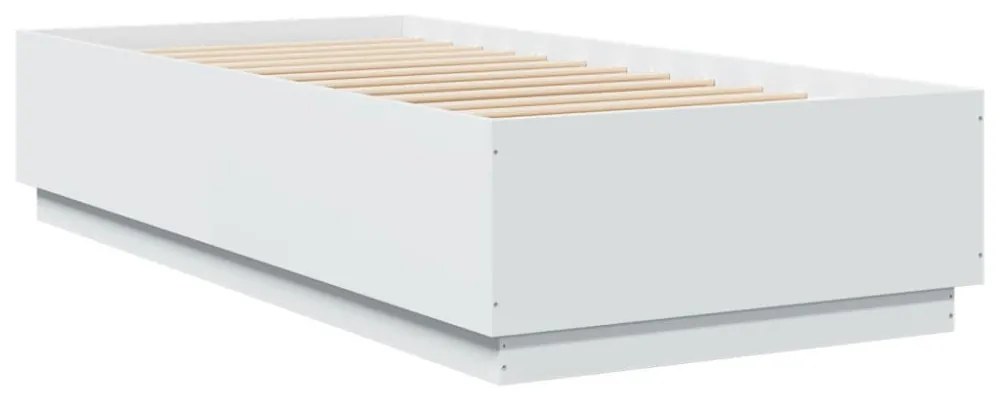 fehér szerelt fa ágykeret LED-del 90 x 200 cm