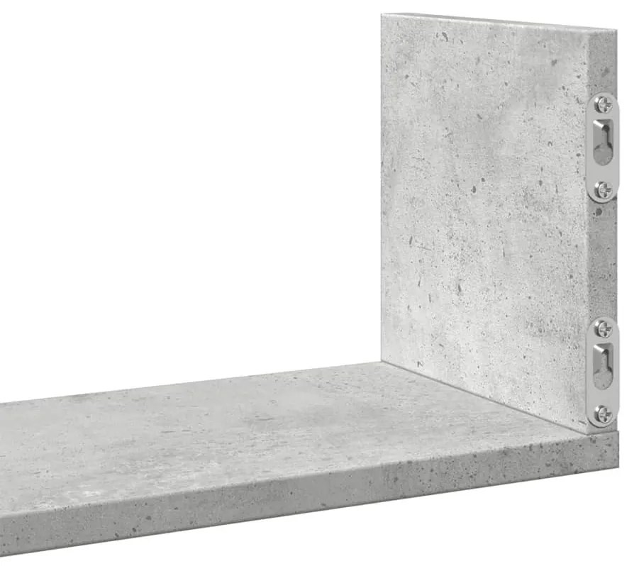 3 db betonszürke szerelt fa fali polc 80 x 18 x 18 cm