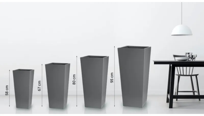PX Szögletes Üvegszálas Elegáns Kaspó - szürke