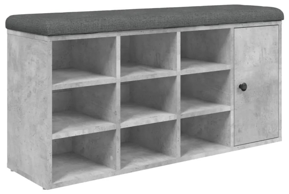 betonszürke szerelt fa cipőtároló pad 102 x 32 x 50 cm
