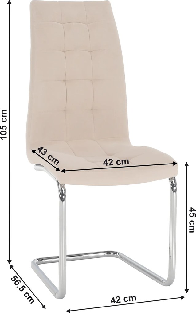 Étkezőszék, bézs Dulux Velvet szövet/króm, SALOMA NEW