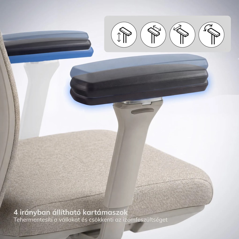 Ergonómikus, forgó irodai szék, világos bézs: VECTOR