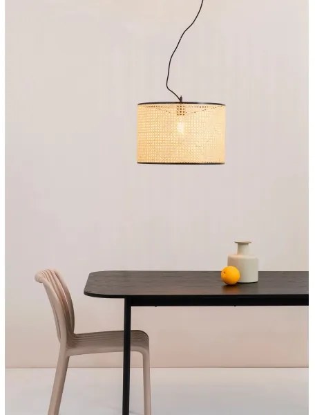 FARO 64314-49 - Csillár zsinóron MAMBO 1xE27/15W/230V á. 45 cm rattan/fekete