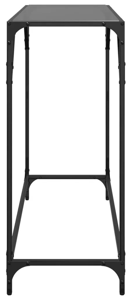 acél tálalóasztal fekete üveglappal 98 x 35 x 81 cm