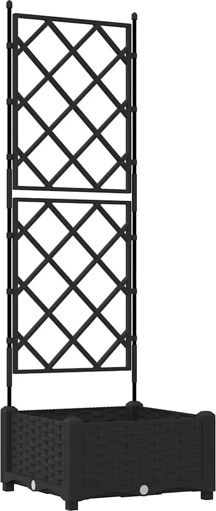vidaXL Kerti cserép Fekete 40 x 40 x 125,5 cm Acél