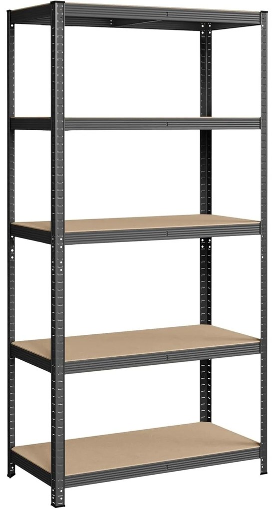 5 szintes fém tároló polc, teherbírás 600 kg, 50 x 100 x 200 cm, szürke